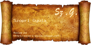 Szopri Gyula névjegykártya